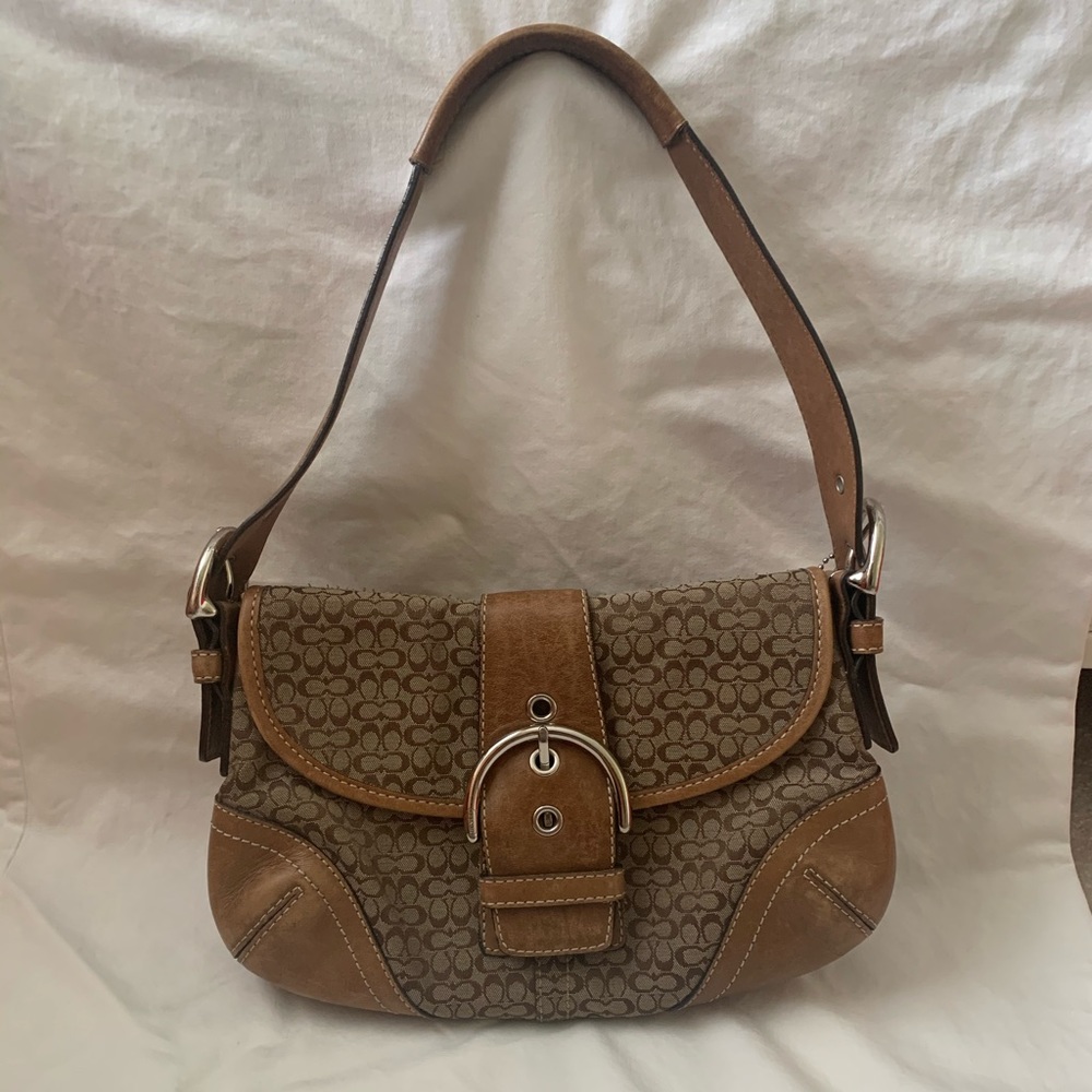 Authentic Coach Signature Soho Buckle Bag Tan